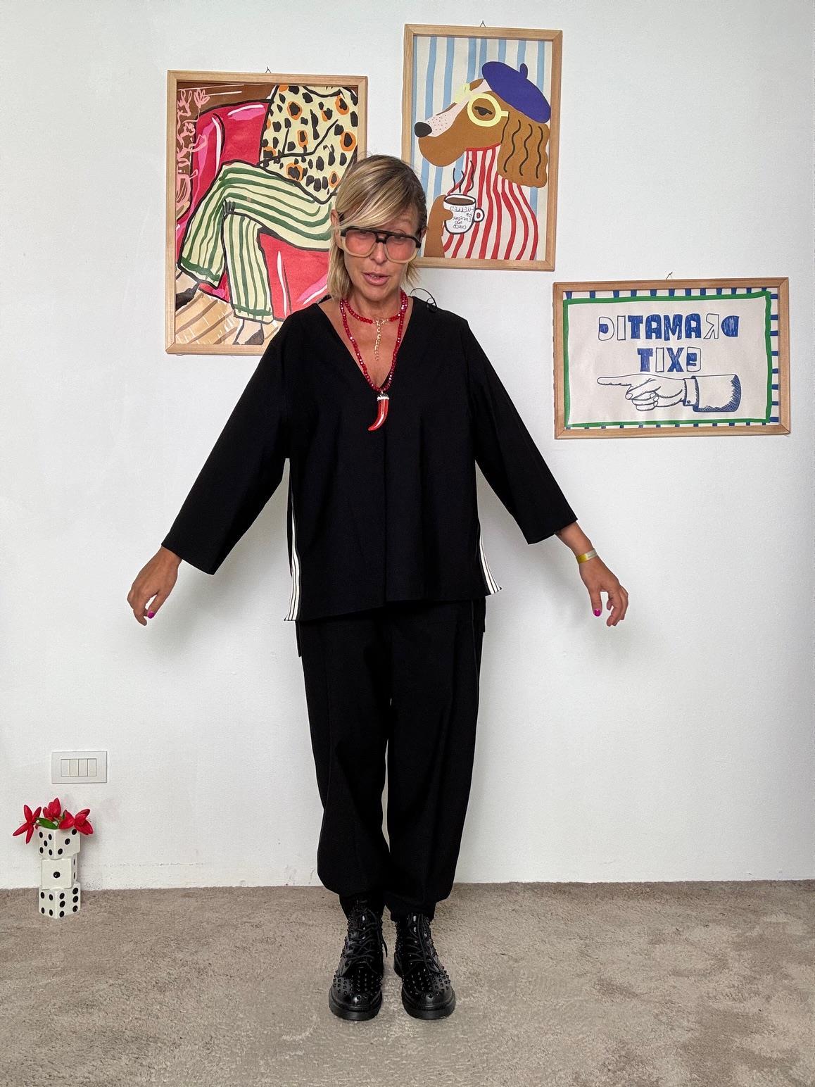 DEJA VU - Pantalone donna in bengalina  pratico e versatile A25SG205/ NERO DEJA VU 