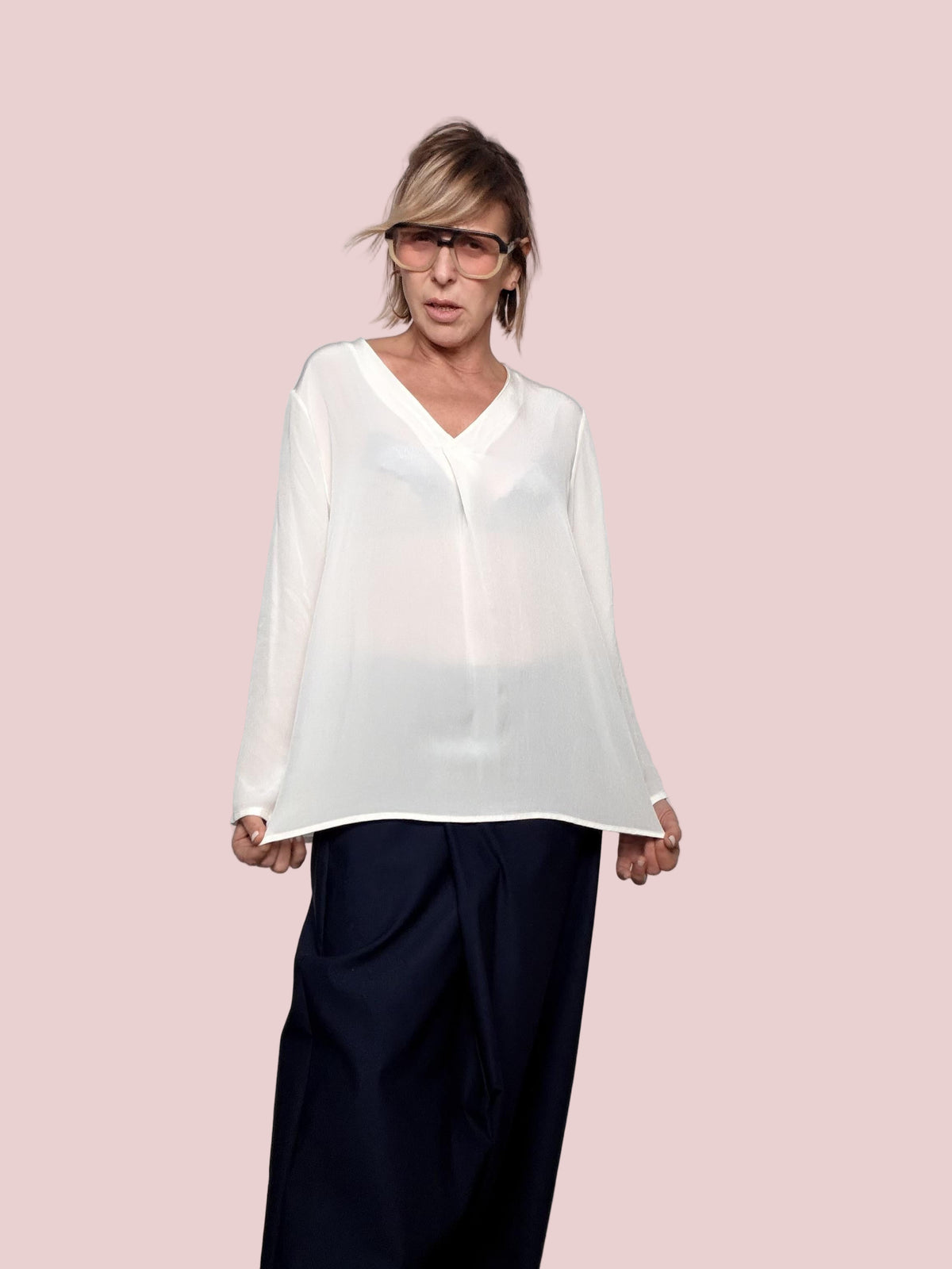 DEJA VU - Camicia Soft Light  fluida, luminosa e irresistibilmente elegante A25AN107/ LATTE DEJA VU 