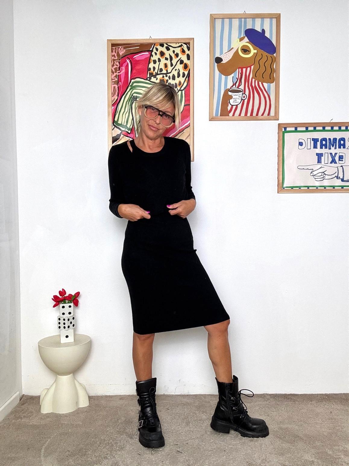 FEMALE - twin set abito + cardigan: elegante, versatile e super femminile VA837/ NERO FEMALE 