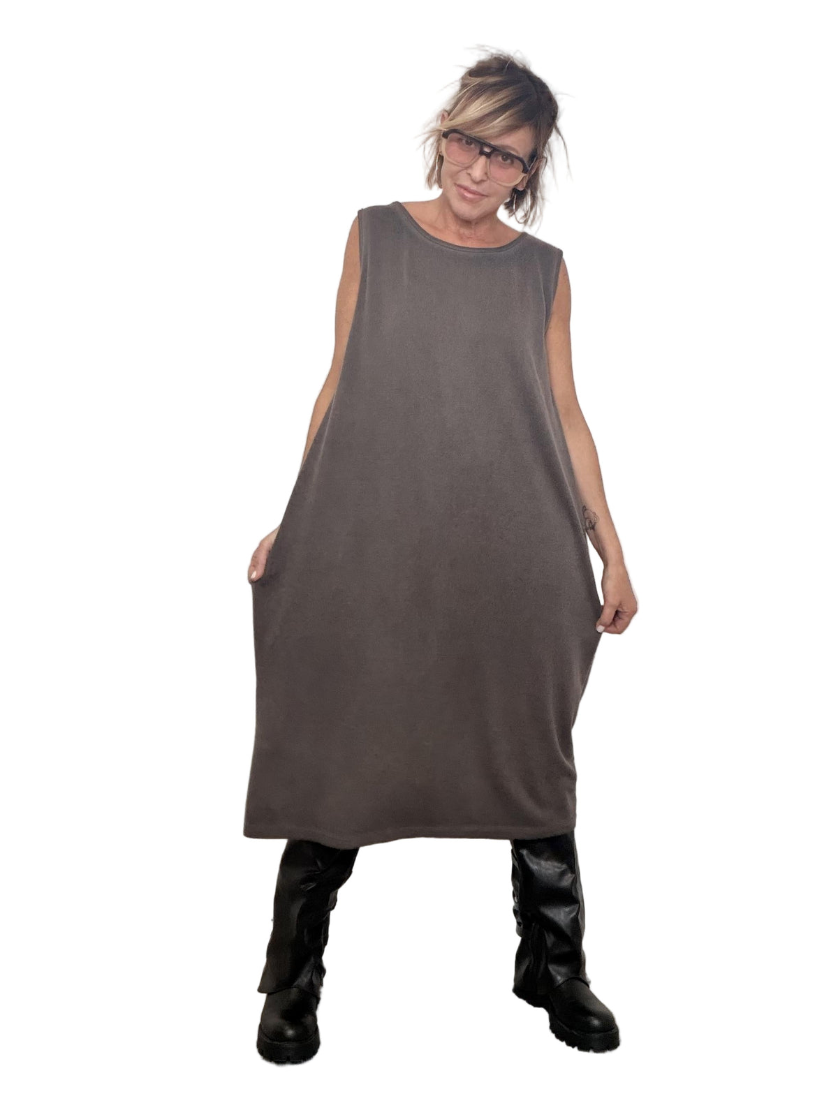 DEJA VU - Completo 2 pezzi Cocoon Layer (abito + maglia) A25RH705/ MORO DEJA VU 