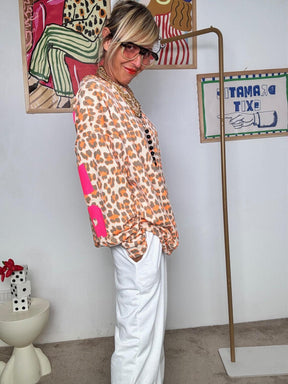 FEMALE - Felpa oversize animalier con stampa posteriore ARANCIO R7612-BALANCE/ MACULATO ARANCIO FEMALE 