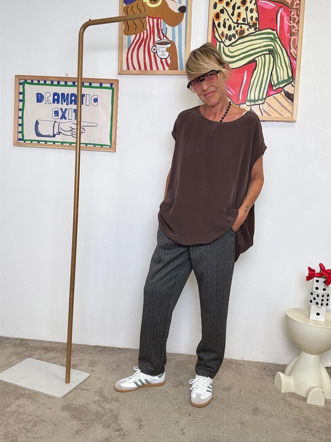 DEJA VU - Pantalone dritto principe di Galles  Leleganza rilassata che funziona sempre A25LU213/ QUADRI DEJA VU 