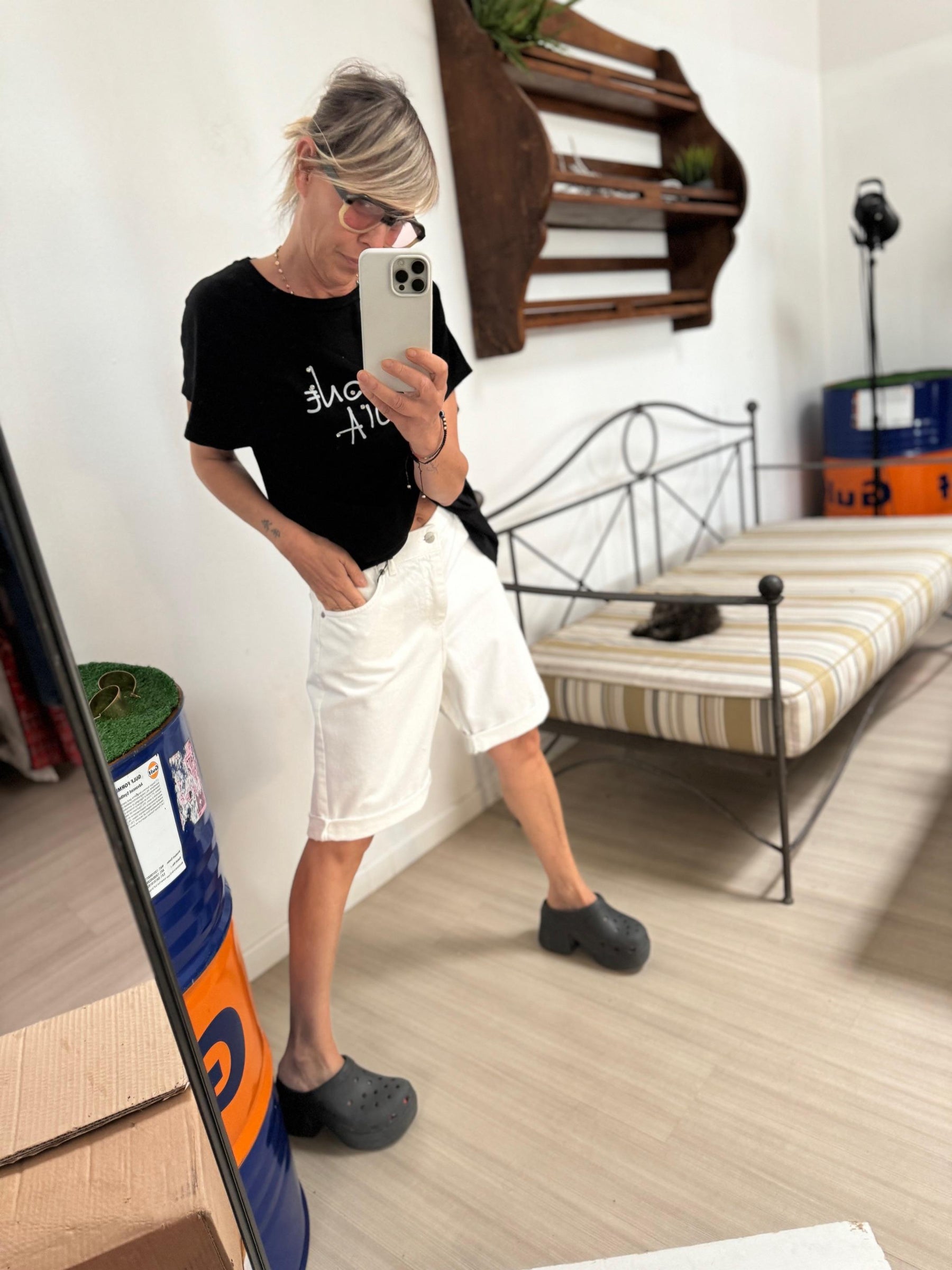 SUSY STAR - BERMUDA BULL DENIM STRETCH- BIANCO STSS15/ BIANCO SUSY STAR 