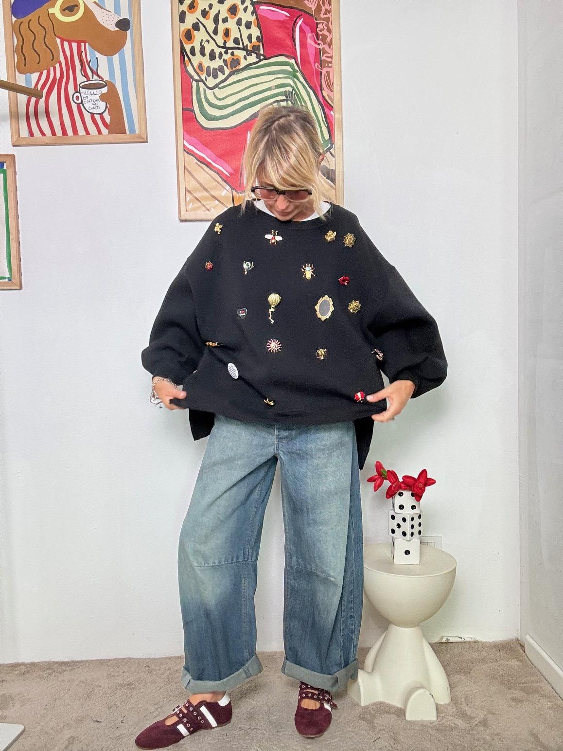 SOUVENIR - Felpa Pin Parade  Un piccolo museo da indossare F38X0144/ NERO SOUVENIR 