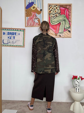 SUSY STAR - Giacca Military-Chic con Maniche in Paillettes  Camouflage con Scintilla! STS7278/ CAMOUFLAGE SUSY STAR 