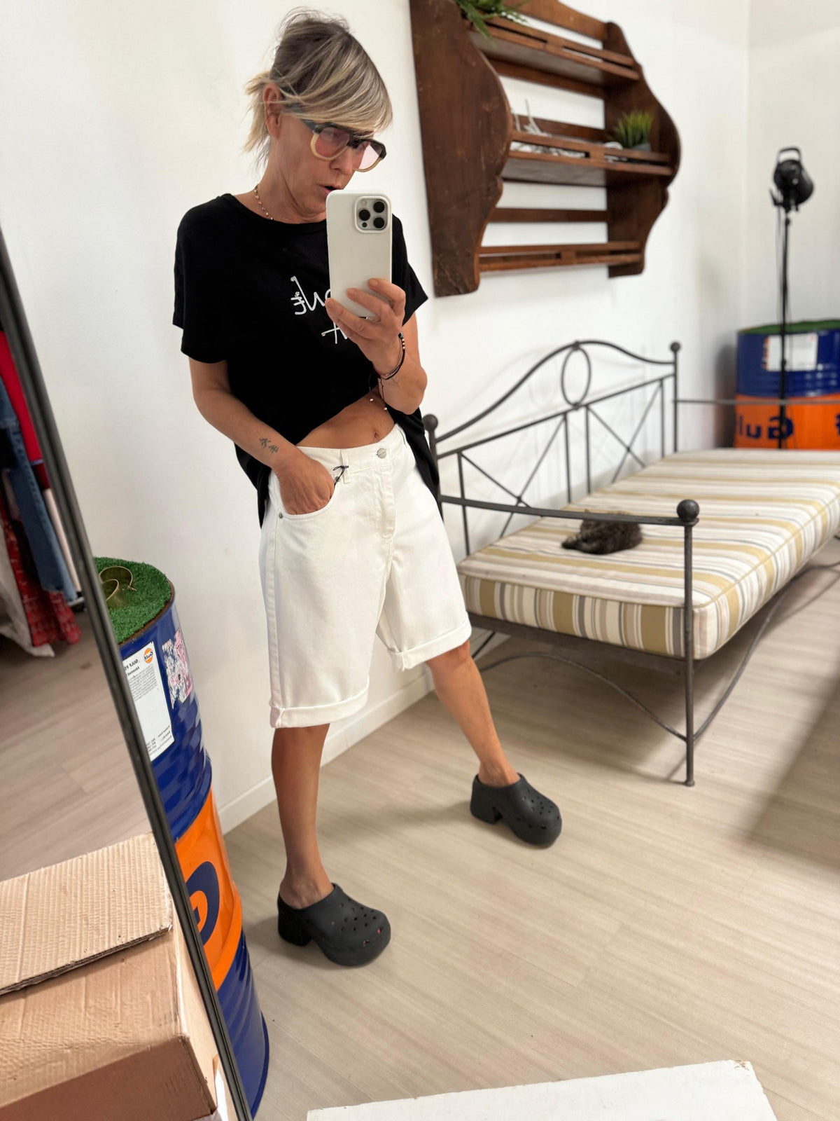 SUSY STAR - BERMUDA BULL DENIM STRETCH- BIANCO STSS15/ BIANCO SUSY STAR 