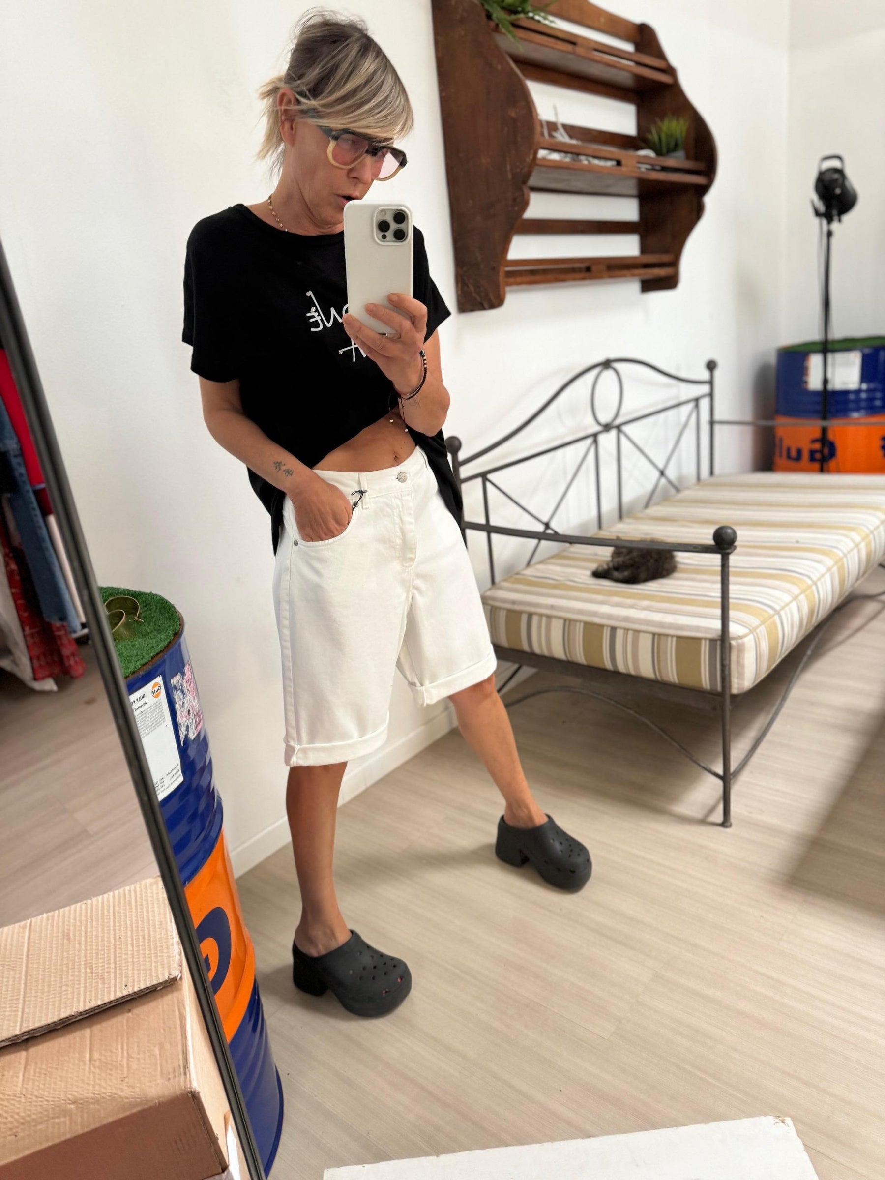 SUSY STAR - BERMUDA BULL DENIM STRETCH- BIANCO STSS15/ BIANCO SUSY STAR 