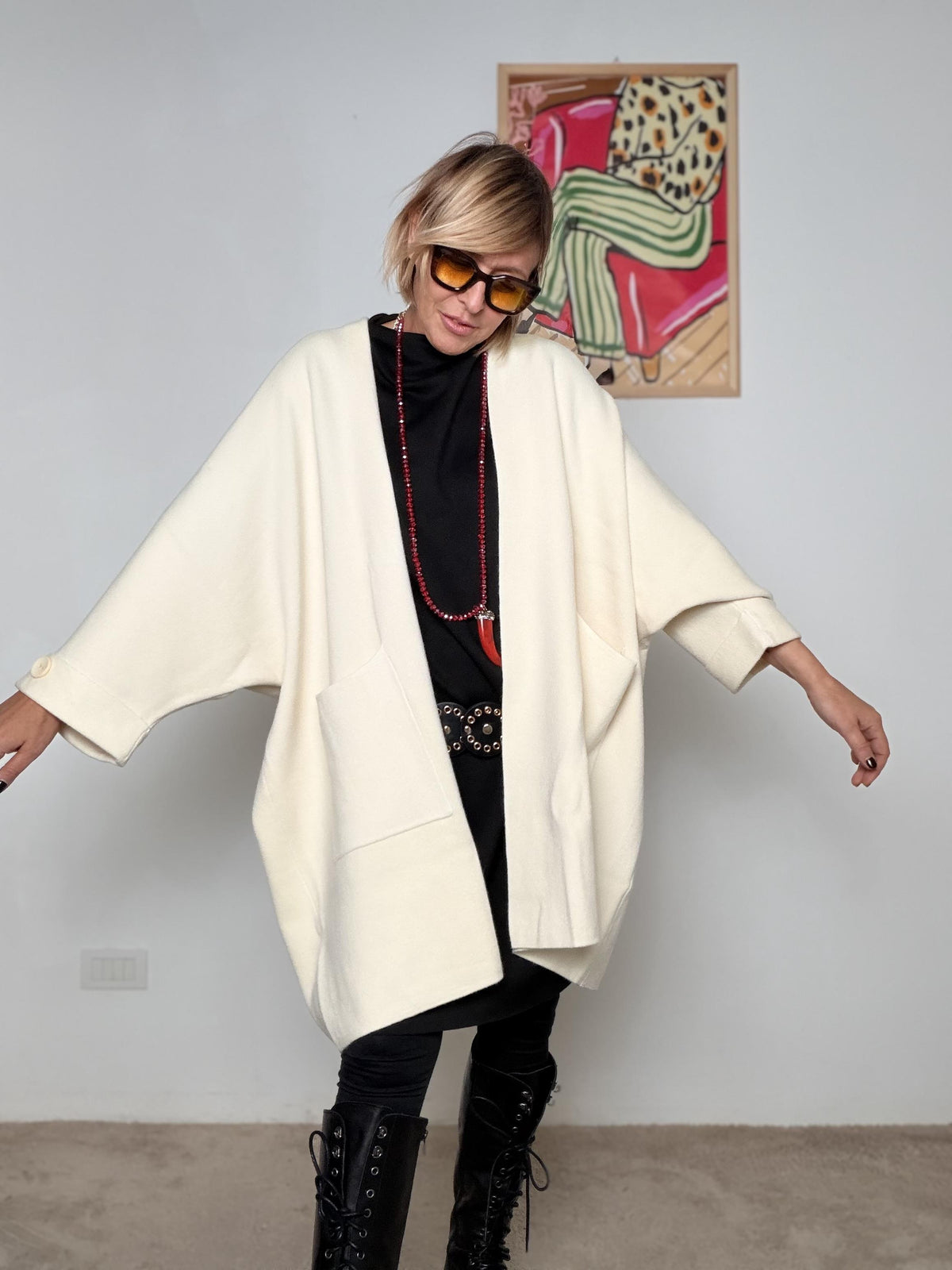 DEJA VU - Cardigan Oversize PANNA A25IL602/ PANNA DEJA VU 