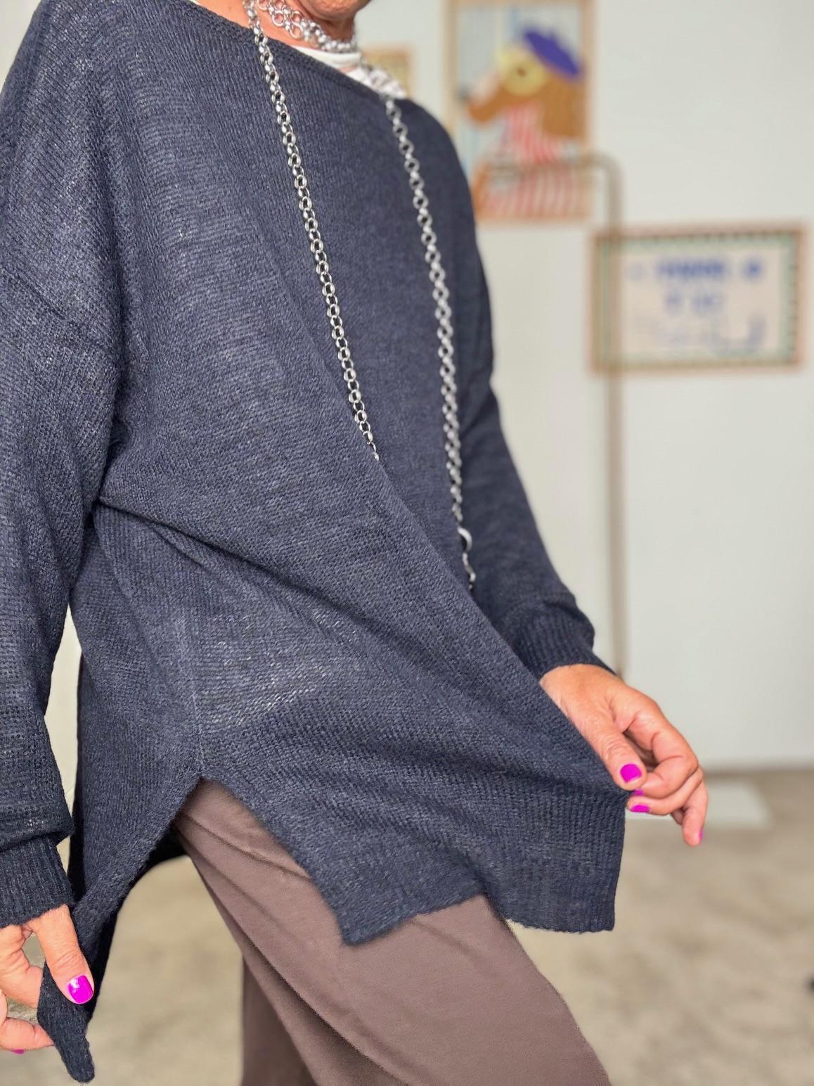 DEJA VU - MAGLIA MISTO LANA BLU A25SS405/ BLU DEJA VU 