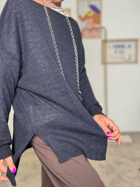 DEJA VU - MAGLIA MISTO LANA BLU A25SS405/ BLU DEJA VU 