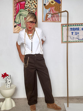 SUSY MIX - Pantaloni a gamba larga  Marrone scuro I253152/ MORO SUSY MIX 