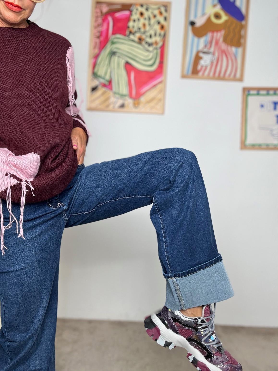 DEJA VU -jeans donna a gamba dritta con risvolto  stile casual contemporaneo A25DB203/ JEANS DEJA VU 