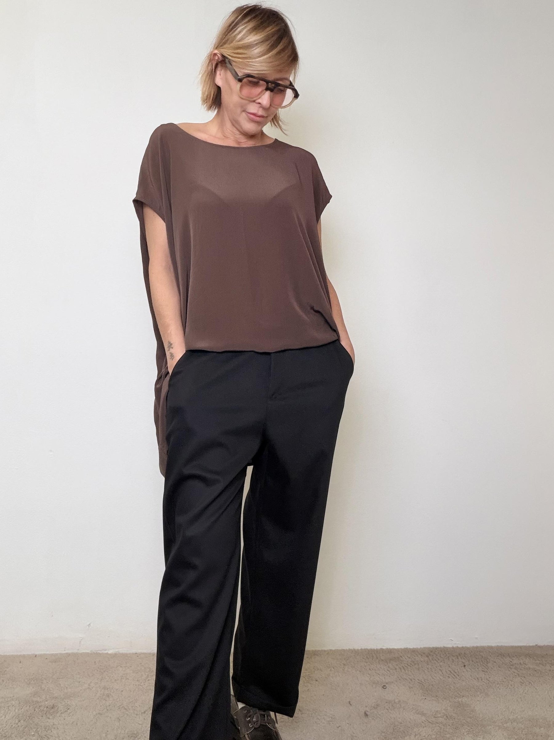 DEJA VU - Pantalone Easy Chic A25DL211/ NERO DEJA VU 