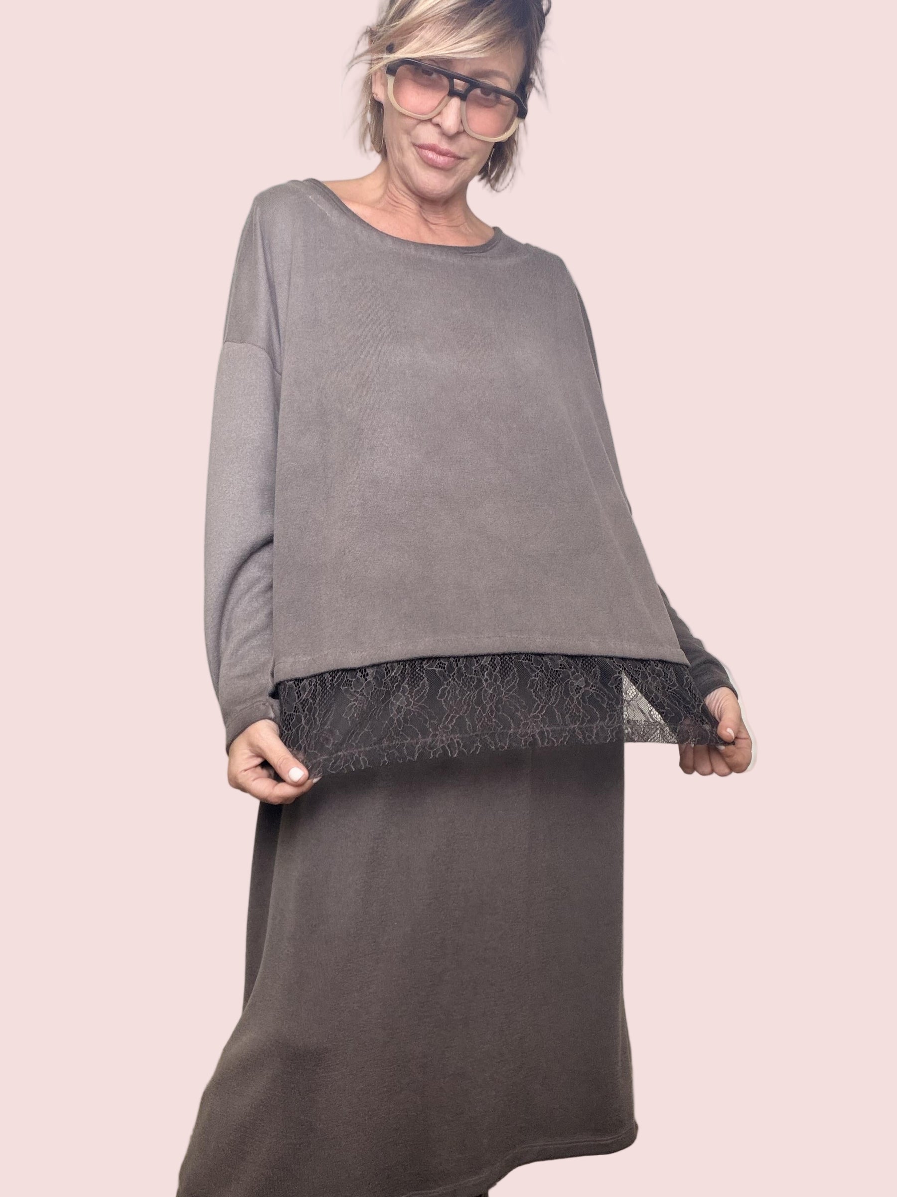 DEJA VU - Completo 2 pezzi Cocoon Layer (abito + maglia) A25RH705/ MORO DEJA VU 