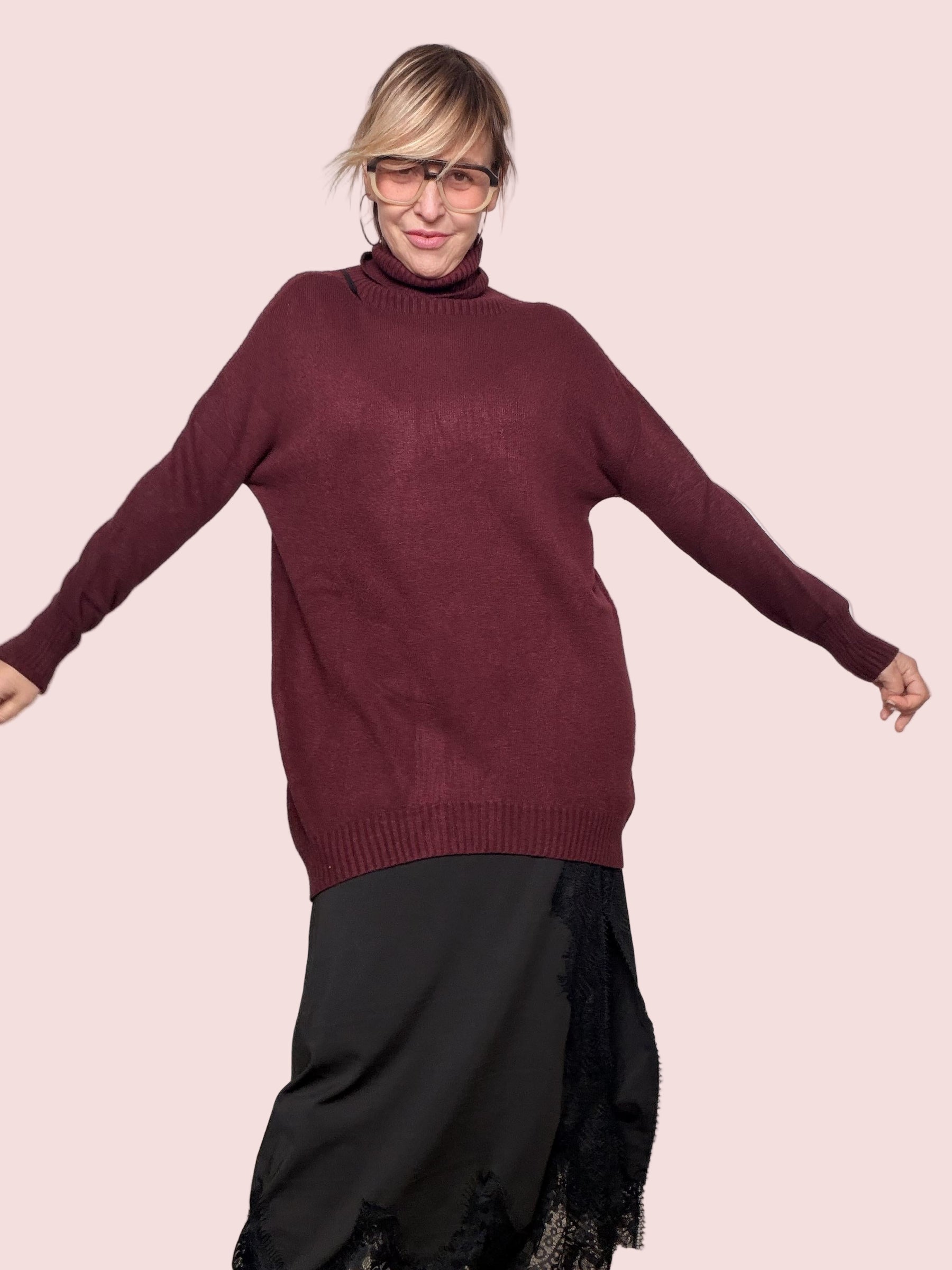 SOUVENIR - Maxi Maglia Cozy Chic vino B36D1571/ VINO SOUVENIR 