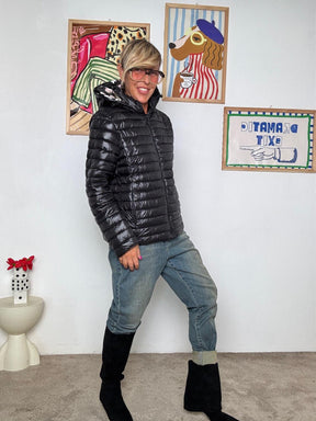 DEJA VU - Piumino 100 gr reversibile  Fantasia floreale e nero basic A25SO602/ NERO DEJA VU 