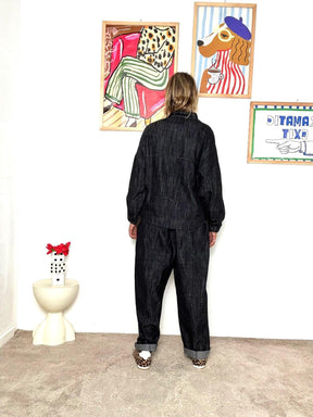 DEJA VU - Giacca bomber in jeans  Stile casual e irresistibile A25AP604/ NERO DEJA VU 