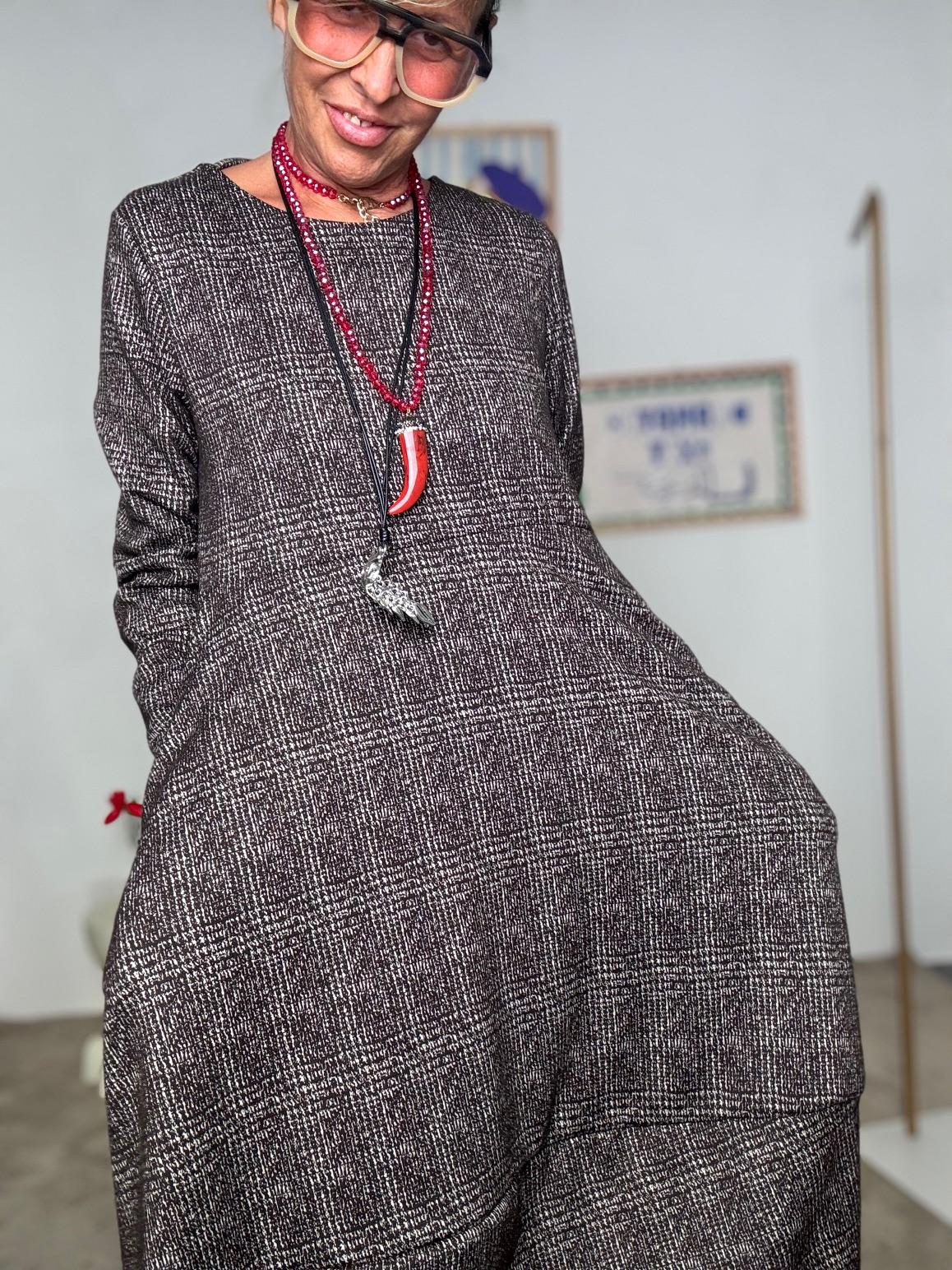 FEMALE - Abito a ovetto  comfort, stile e silhouette contemporanea 36190ZZTH/ CHECK MARRONE FEMALE 