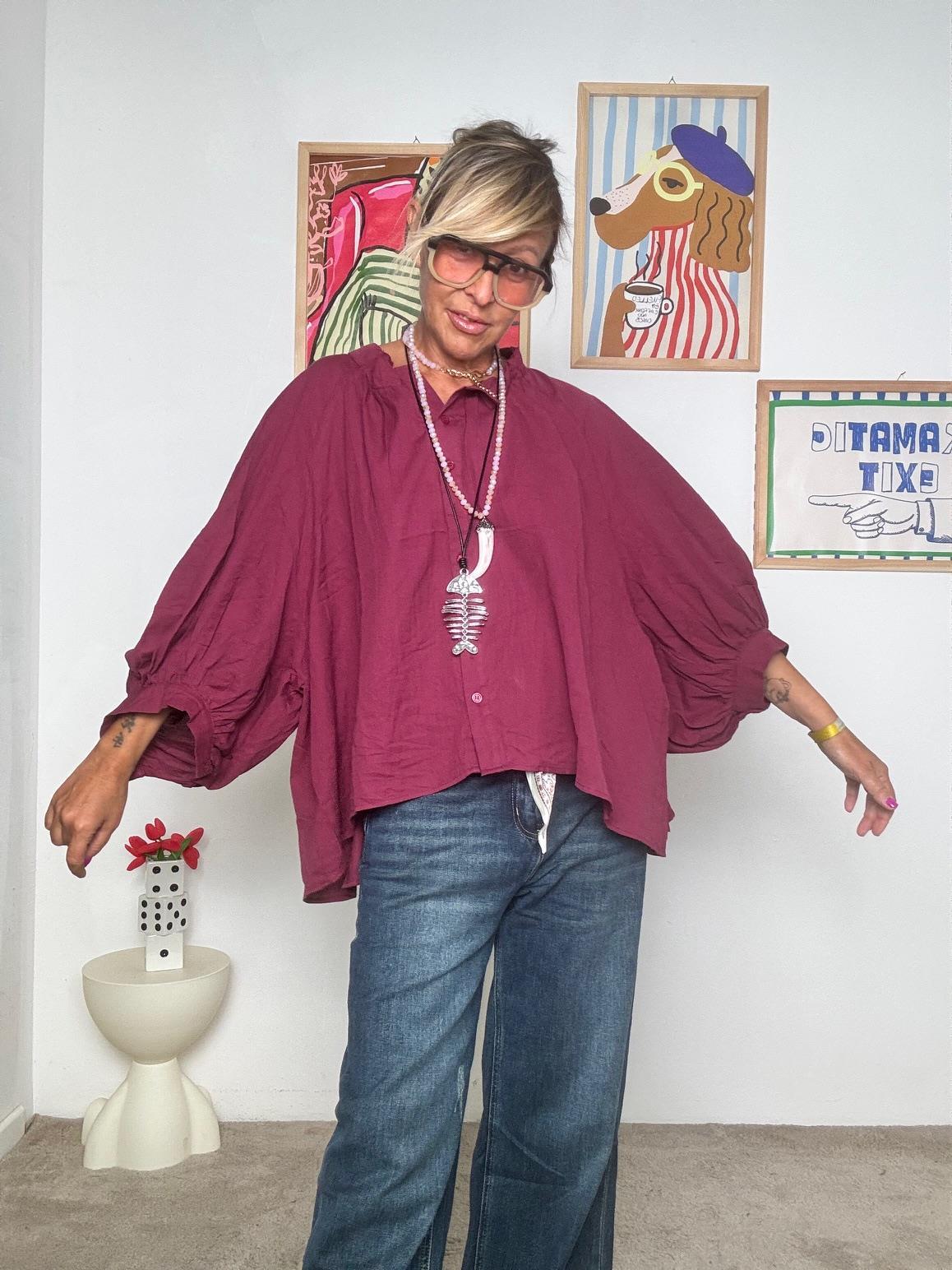 FEMALE - Camicia over  Un abbraccio di cotone e leggerezza BURGUNDY W5590/ BURGUNDY FEMALE 