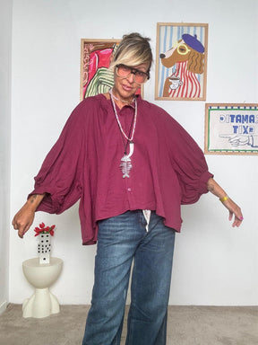 FEMALE - Camicia over  Un abbraccio di cotone e leggerezza BURGUNDY W5590/ BURGUNDY FEMALE 