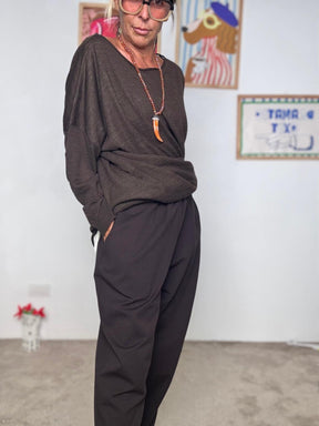 SUSY STAR - Pantalone in punto Milano: eleganza e comfort quotidiano PA645SST056/ MORO SUSY STAR 