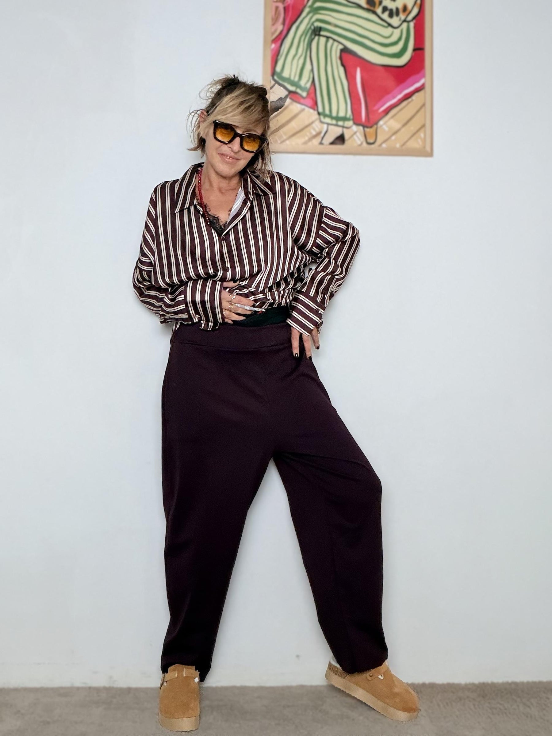 SUSY STAR - Pantalone in Punto Milano Easy Chic VINO STSY0345/ VINO SUSY STAR 