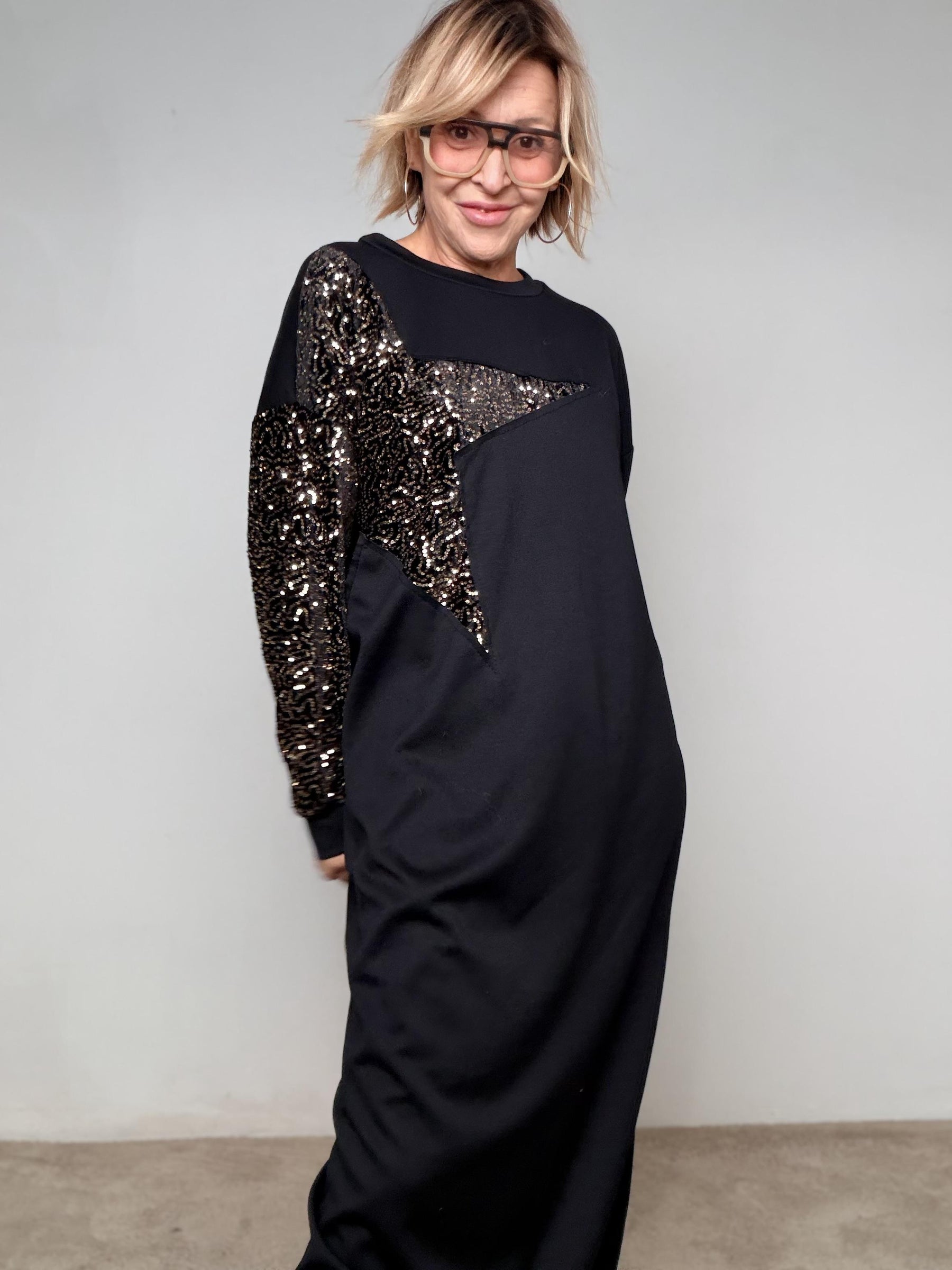 FEMALE - Abito Stella Superstar  comfort che brilla NERO ORO L3M369/ NERO/ORO FEMALE 