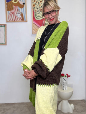 FEMALE - Cardigan Oversize a Blocchi di Colore  Avvolgente, Creativo, Super Cozy! CO212732/ MARRONE FEMALE 