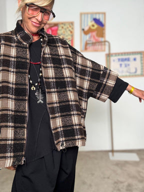 DEJA VU Cappotto corto a quadri in stile over A25LU610/ CHECK DEJA VU 