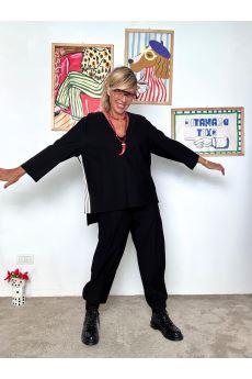 DEJA VU - Maglia donna in bengalina  comfort e stile NERO A25FL404/ NERO DEJA VU 