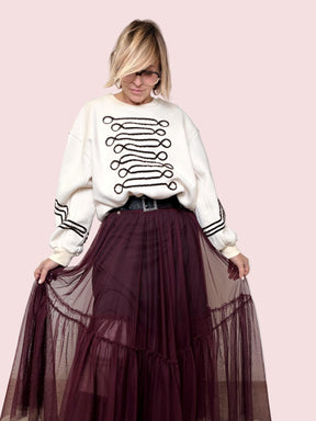 SOUVENIR - GONNA TULLE ROCK CON CINTURA BORDEAUX S38M1532/ BORDEAUX SOUVENIR 