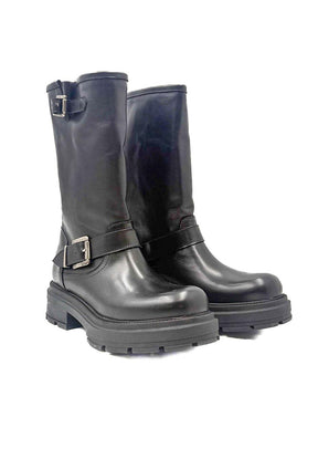 DIVINE FOLLIE - STIVALE ANFIBIO CON FIBBIE 01/ NERO DIVINE FOLLIE 