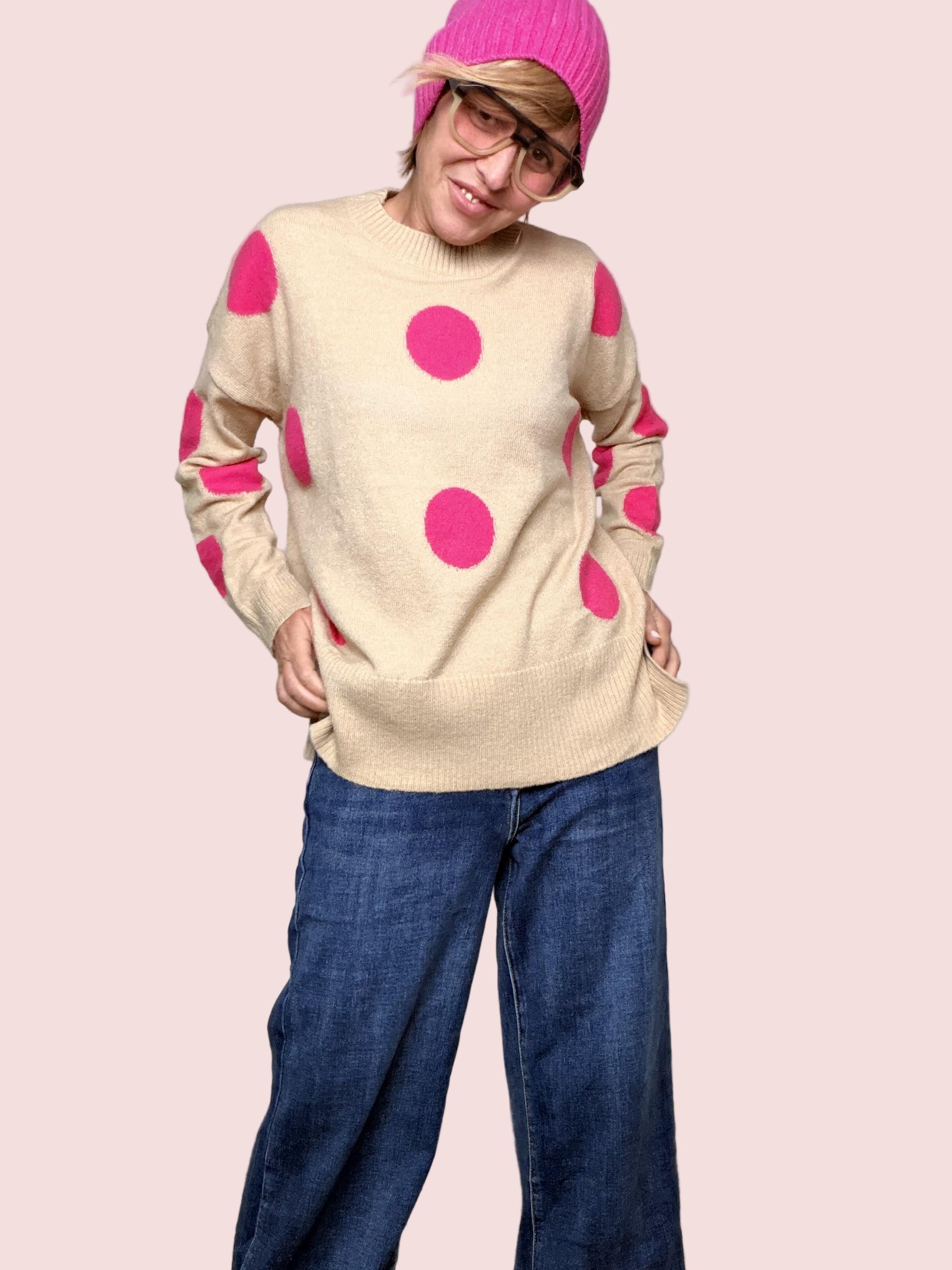 DEJA VU - Maglia Happy Pois BEIGE A25IL409/ BEIGE DEJA VU 