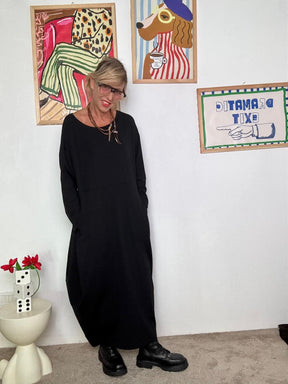 DEJA VU - Abito lungo in punto Milano  Comodo, elegante e dal carattere deciso NERO FL707/ NERO DEJA VU 