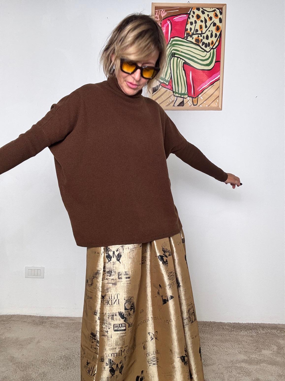 SOUVENIR- Maglia dolcevita morbida a manica lunga moro B38D0065/ MORO SOUVENIR 