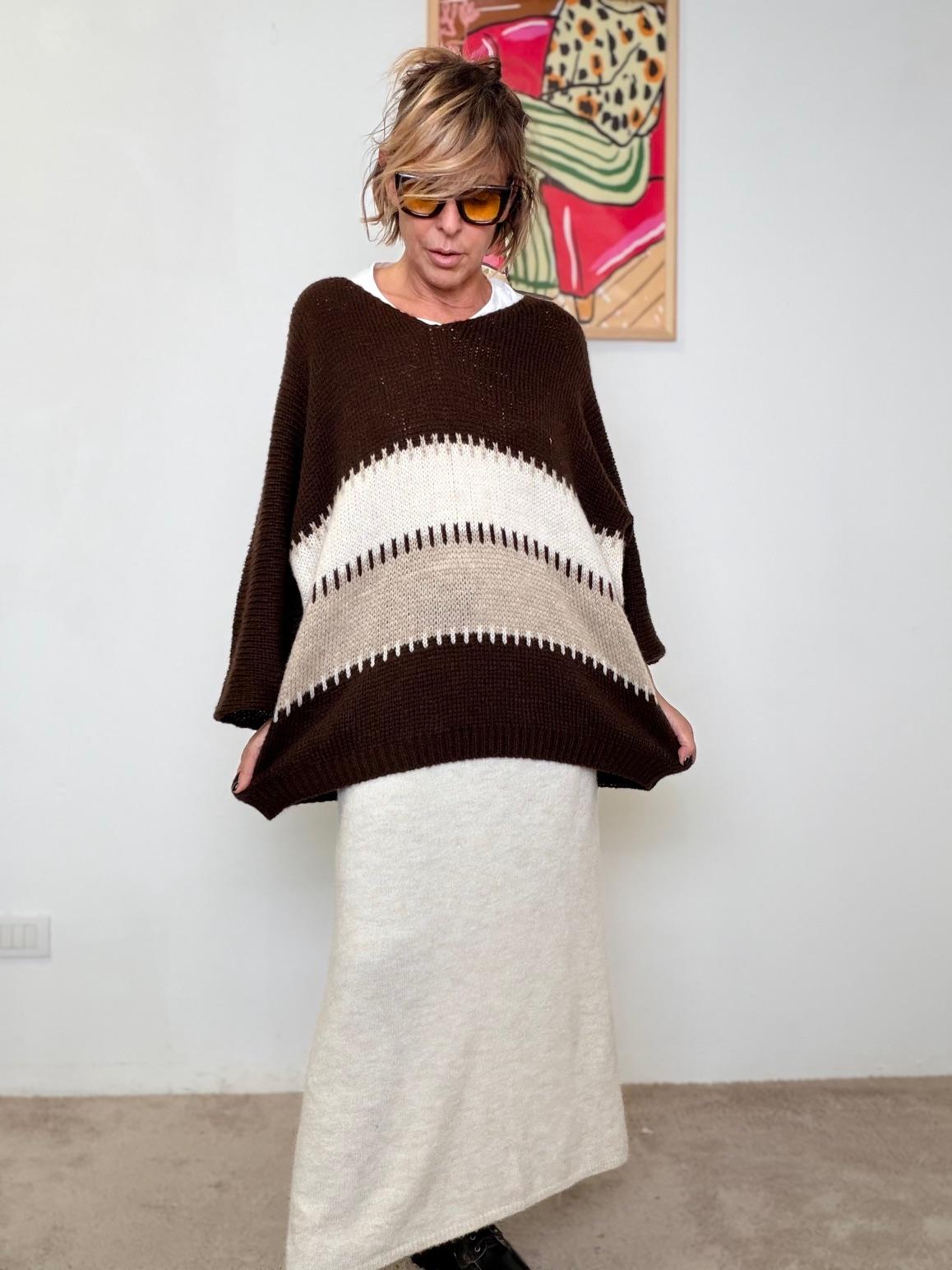 FEMALE - Maglia Over a Fasce Neutre L15M017/ MORO FEMALE 