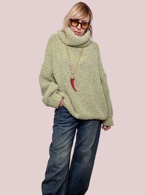 FEMALE - MAXI MAGLIA NUVOLETTA SOFT  il pullover che ti avvolge con leggerezza 9633/ SALVIA FEMALE 