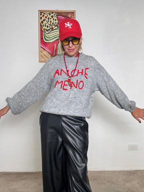 FEMALE - Maglia over con scritta ANCHE MENO GRIGIA A3019/ GRIGIO FEMALE 