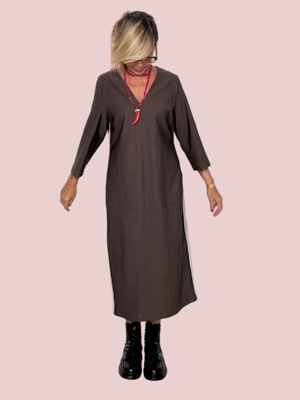 DEJA VU - Abito lungo donna in bengalina  comodo ed elegante MORO A25SG704/ MORO DEJA VU 