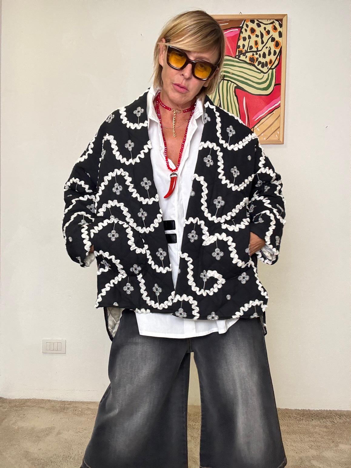 FEMALE - KIMONO TRAPUNTINO WAVY MOOD  CALDO, LEGGERO E SUPER CHIC 15302-1/ NERO FEMALE 