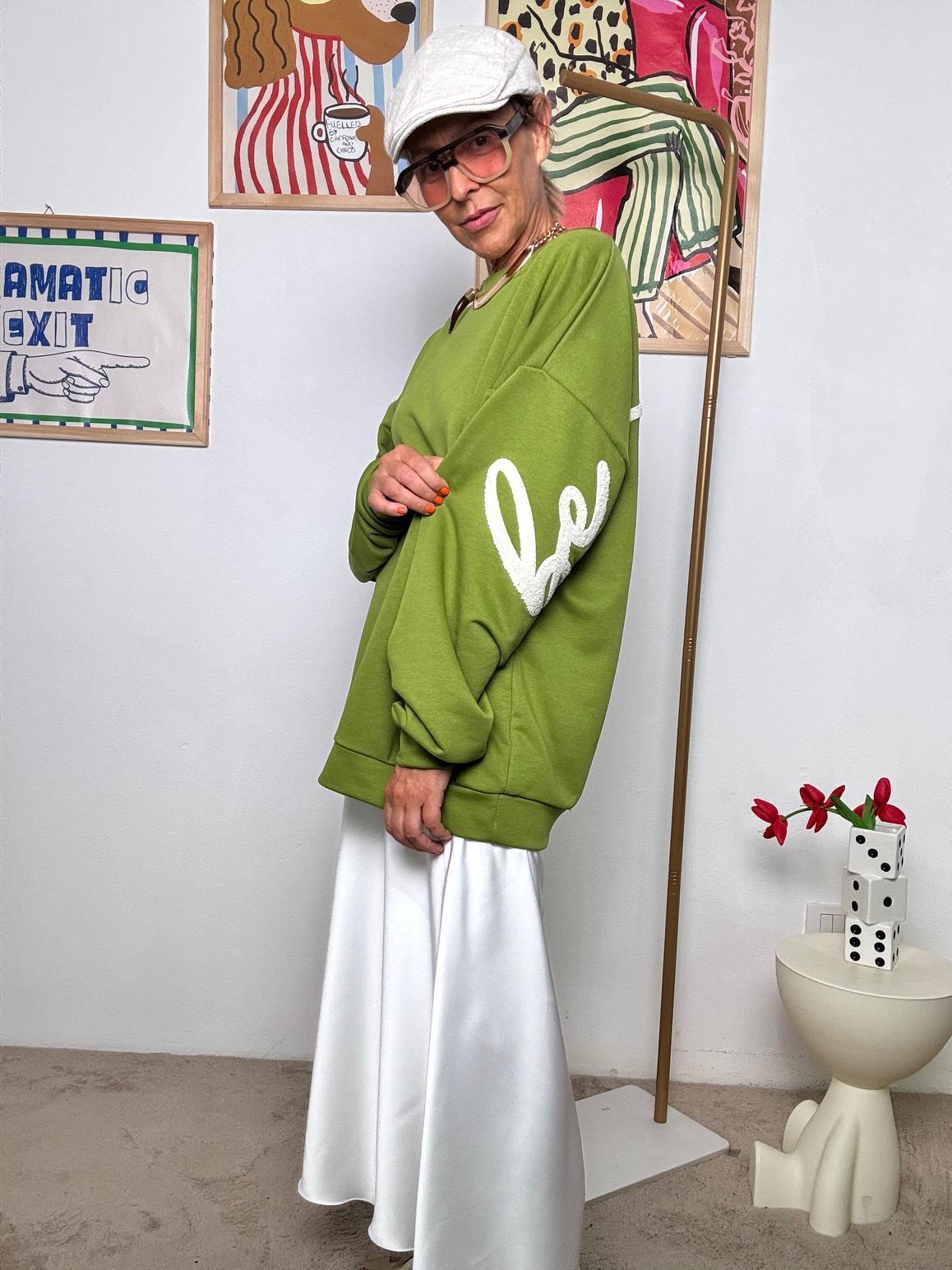 FEMALE - Felpa Oversize "Happy Mood"  Comfort con Personalità! OLIVA R51109/ OLIVA FEMALE 