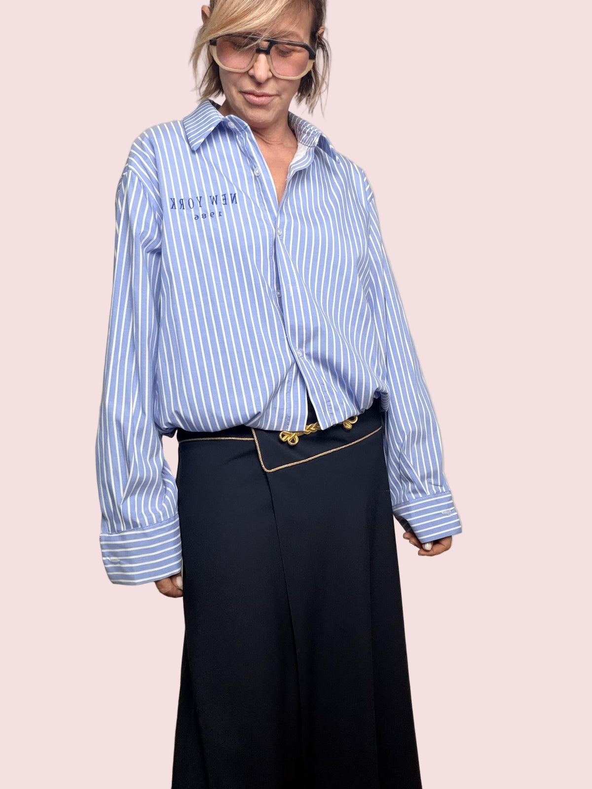 FEMALE - Camicia New York Stripes  fresca, oversize e super urbana 19381-1/ MAXI CELESTE FEMALE 