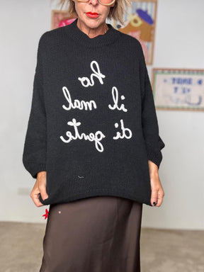 FEMALE - Maglia over Ho il mal di gente NERO A2903/ NERO FEMALE 