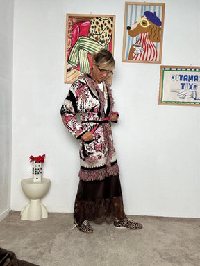 FEMALE - Cardigan lungo fantasia  Colorato, chic e con carattere ZM30026/ PEPEROSA FEMALE 