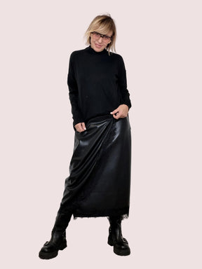 DEJA VU - GONNA ECOLEATHER LACE WRAP A25IS303/ NERO DEJA VU 