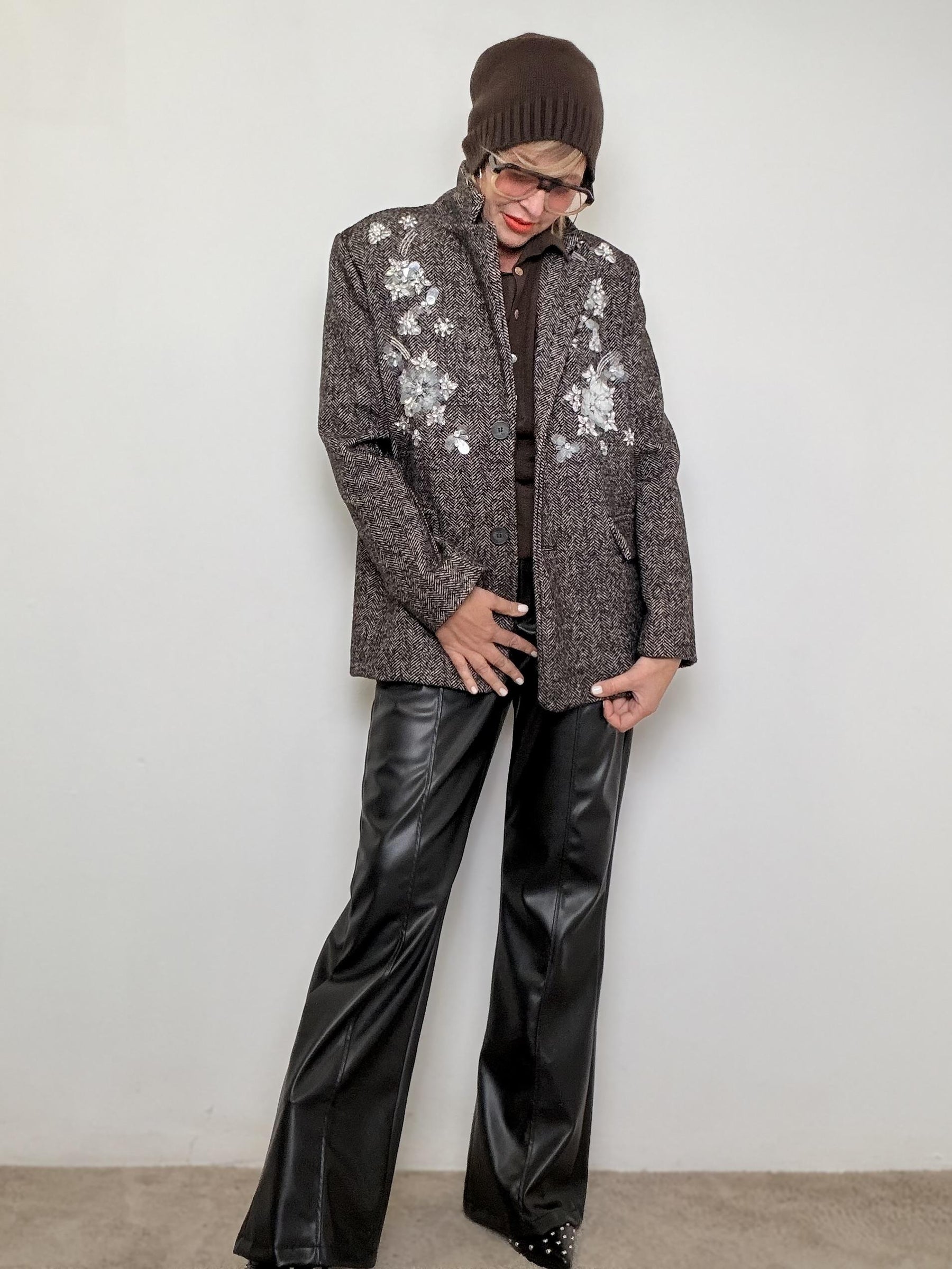 HAVE ONE - Cappotto Bloom Couture  Eleganza che non passa inosservata KMA-P066/ SPINATO MARRONE HAVE ONE 