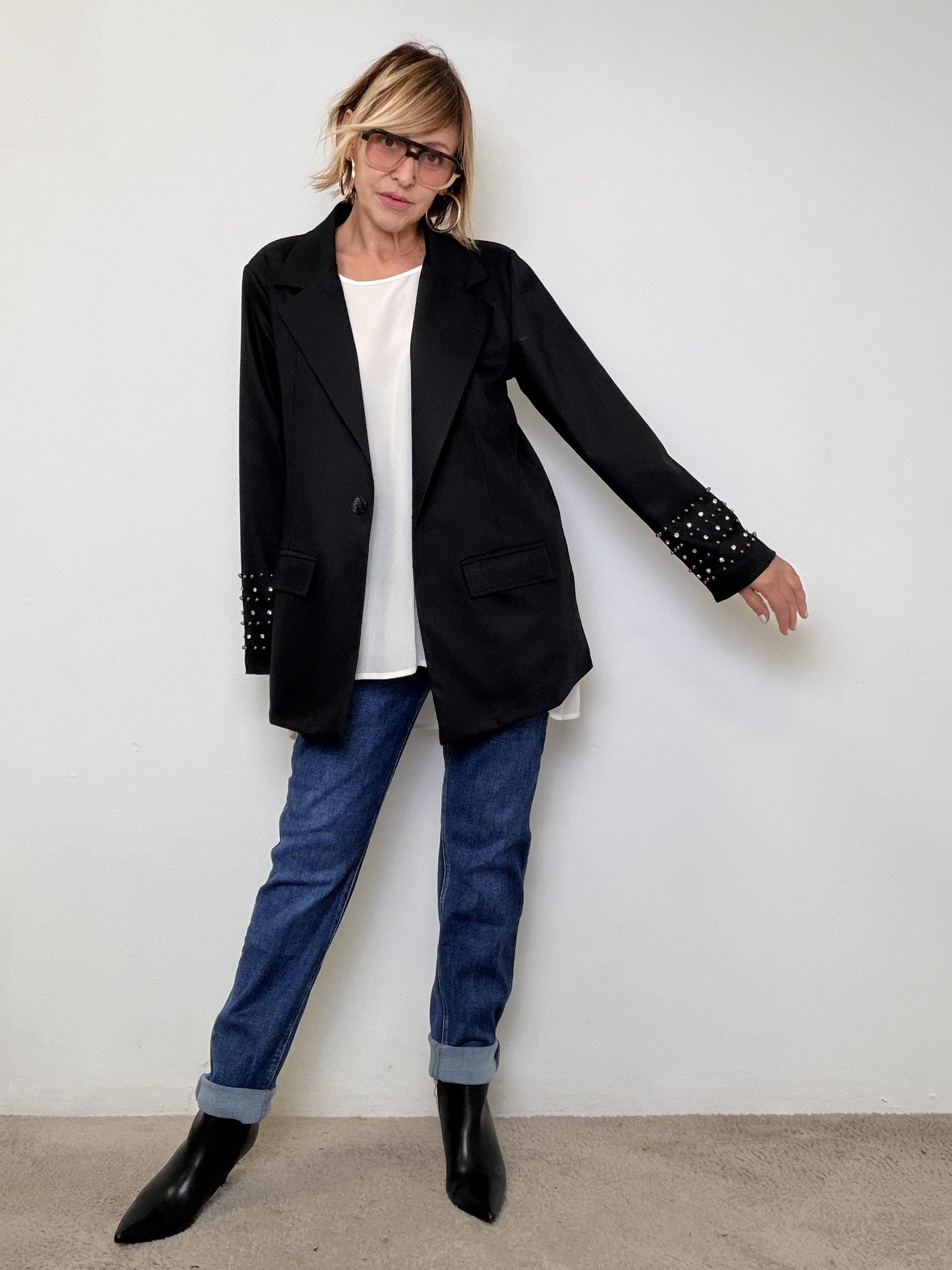 DEJA VU - GIACCA SPARKLE SLEEVES A25DL619/ NERO DEJA VU 