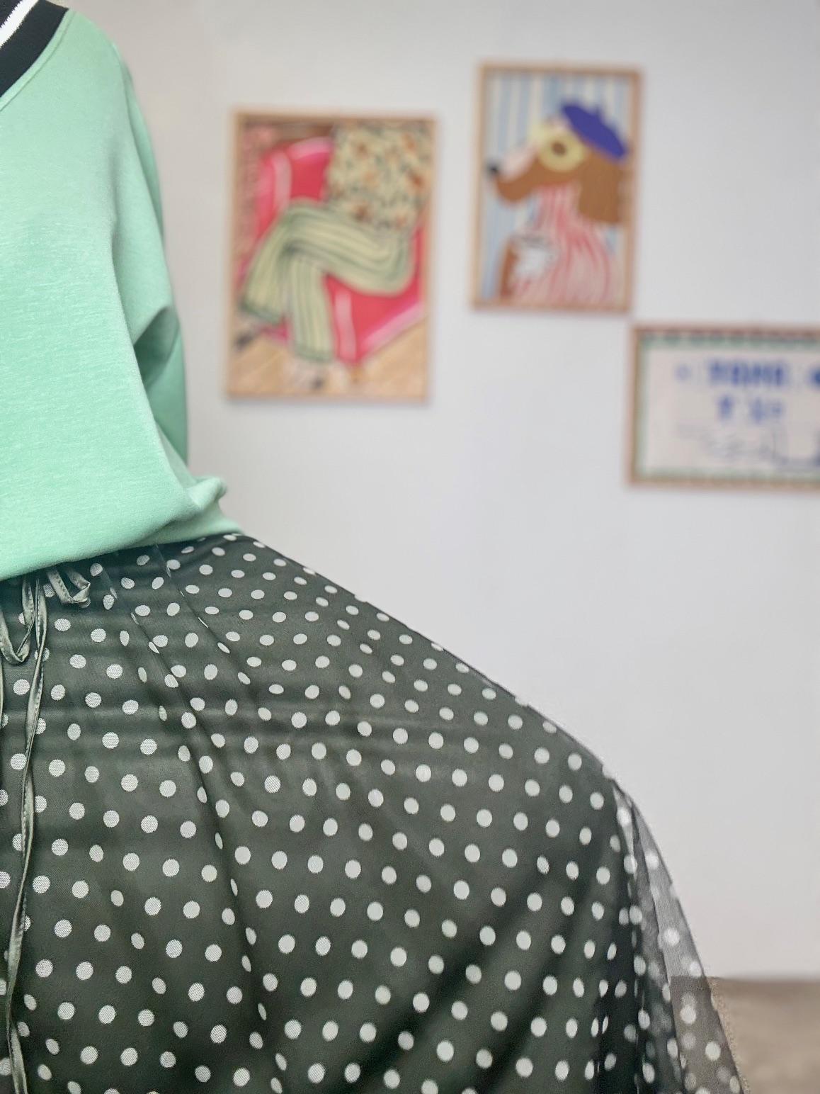 FEMALE - Gonna lunga in tulle a pois  Stile romantico e versatile verde<BR/> A4291-W11/ VERDE FEMALE 