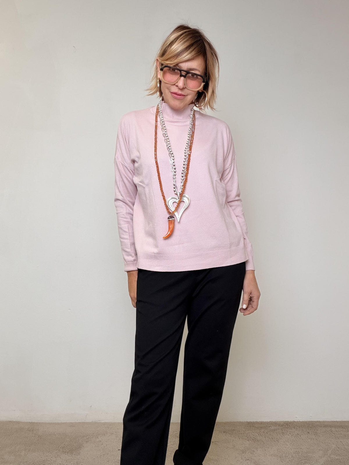 DEJA VU - MAGLIA COLLO IN PIEDI ROSA A25IL406/ ROSA DEJA VU 