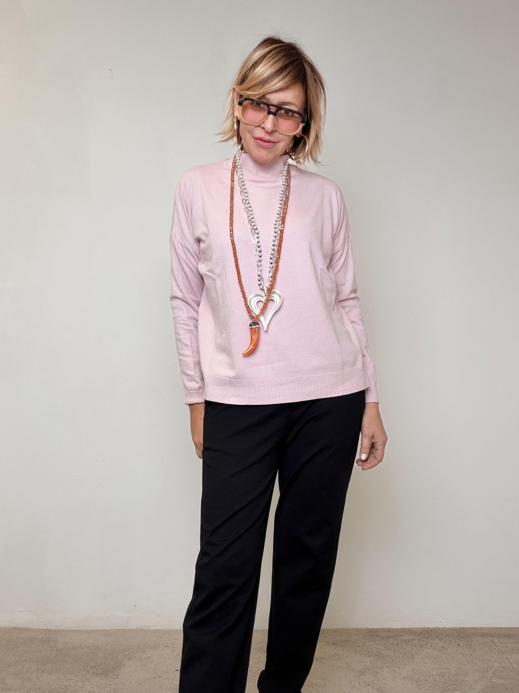 DEJA VU - MAGLIA COLLO IN PIEDI ROSA A25IL406/ ROSA DEJA VU 